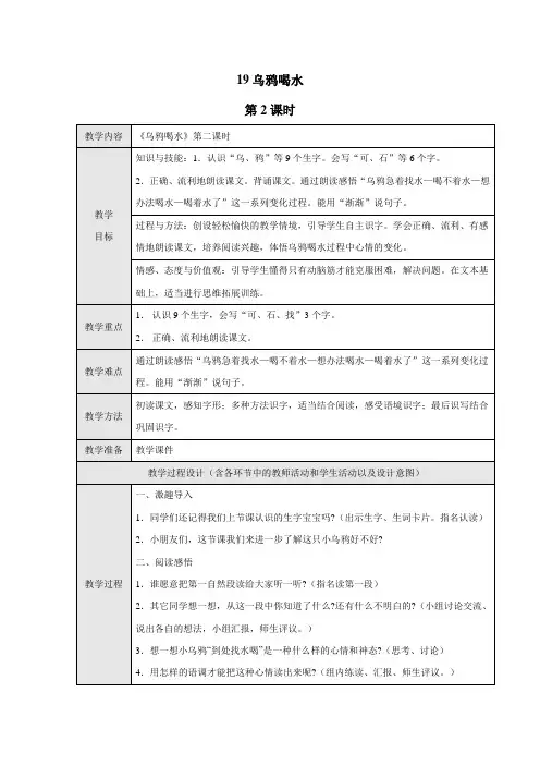 19乌鸦喝水第二课时