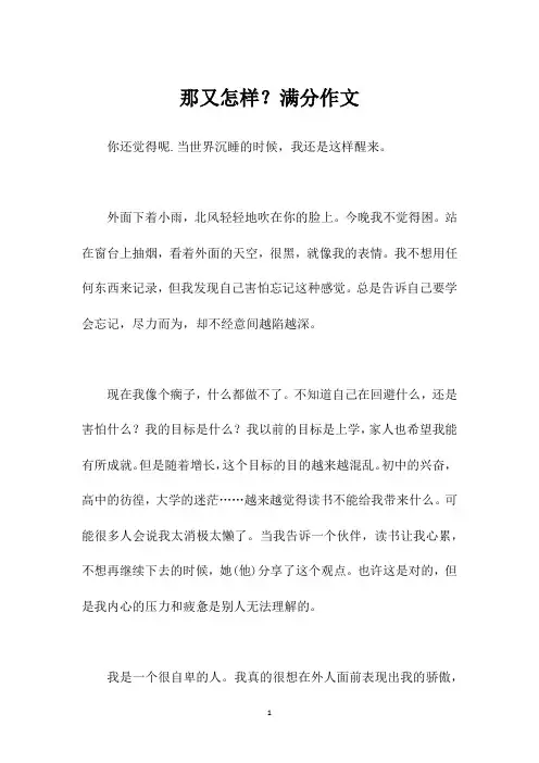 那又怎样？满分作文