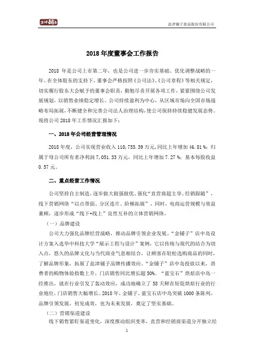 2018年度董事会工作报告
