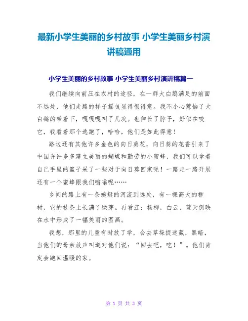 小学生美丽的乡村故事小学生美丽乡村演讲稿通用