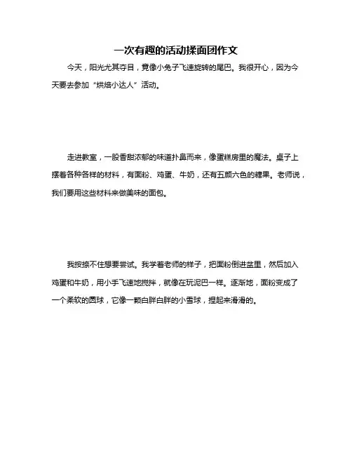 一次有趣的活动揉面团作文