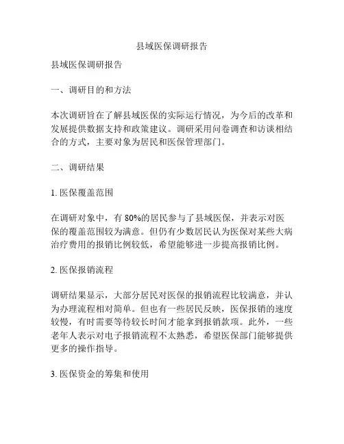县域医保调研报告