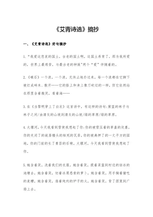 《艾青诗选》摘抄