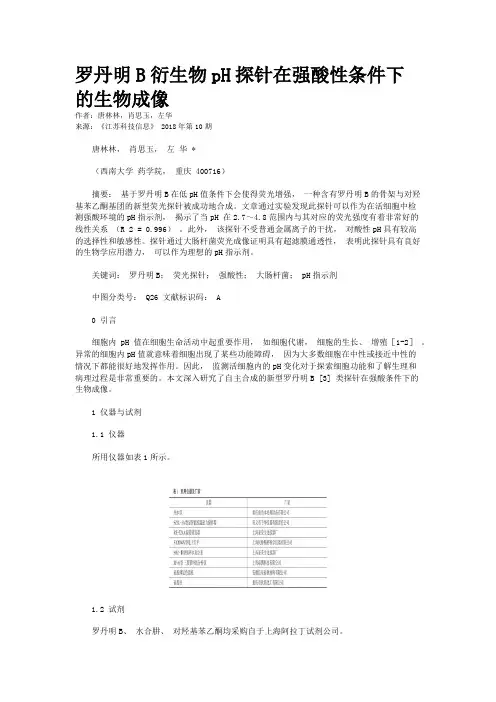 罗丹明B衍生物pH探针在强酸性条件下的生物成像