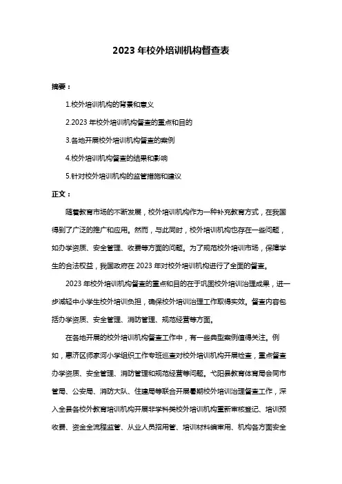 2023年校外培训机构督查表