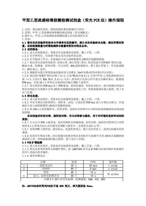 甲型乙型流感病毒核酸检测试剂盒(荧光PCR法)sop