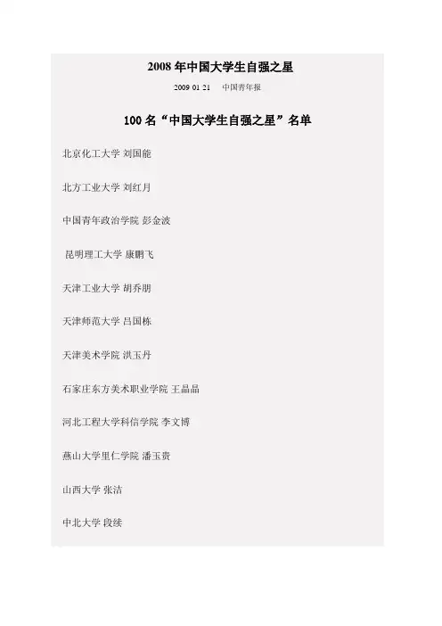 2008年中国大学生自强之星