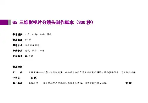 G5 三维影视片分镜头脚本