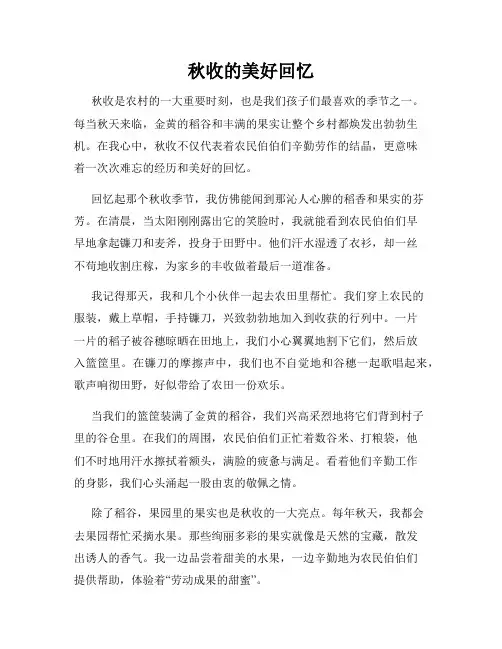秋收的美好回忆
