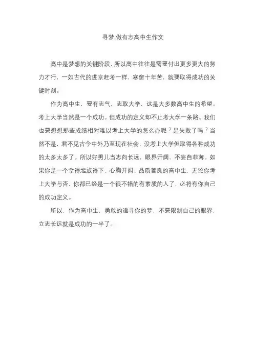 寻梦,做有志高中生作文