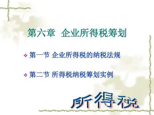 纳税筹划第六章 企业所得税筹划