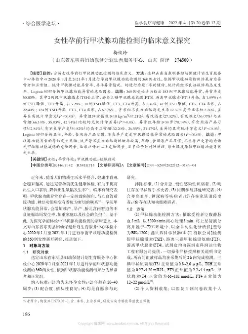 女性孕前行甲状腺功能检测的临床意义探究