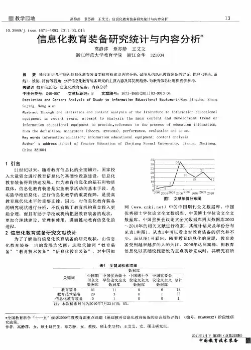 信息化教育装备研究统计与内容分析
