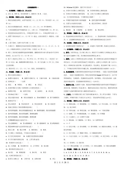 (完整word版)《局部解剖学》试题+答案