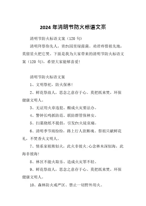 2024年清明节防火标语文案