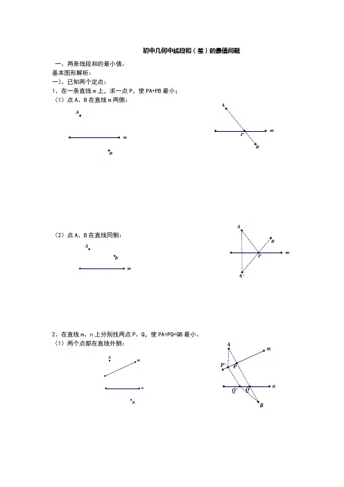 初中几何中线段和和差最值问题