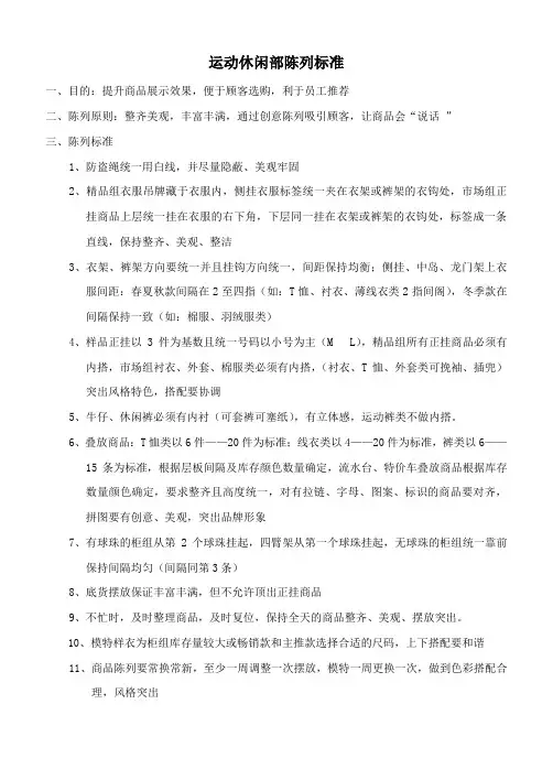 市场运动休闲部陈列标准