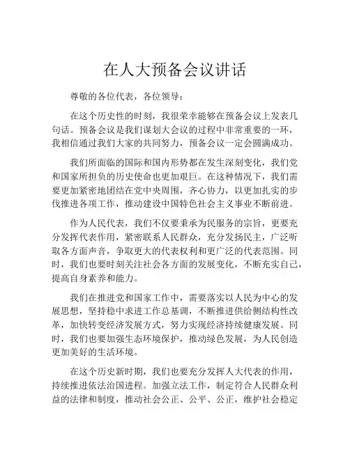 在人大预备会议讲话