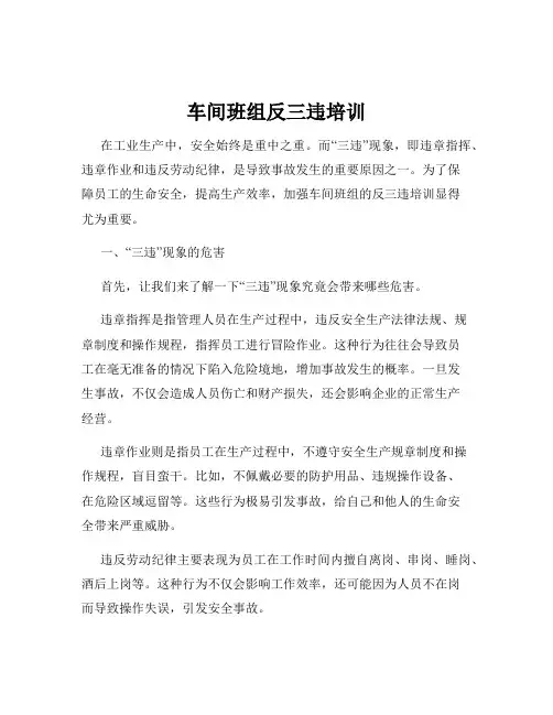 车间班组反三违培训
