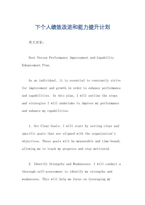 下个人绩效改进和能力提升计划