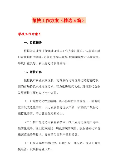 帮扶工作方案(精选5篇)