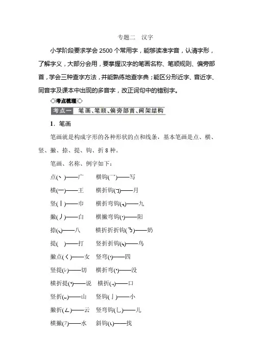 【人教部编版版】语文小升初知识点讲解 专题二 汉字 全国通用