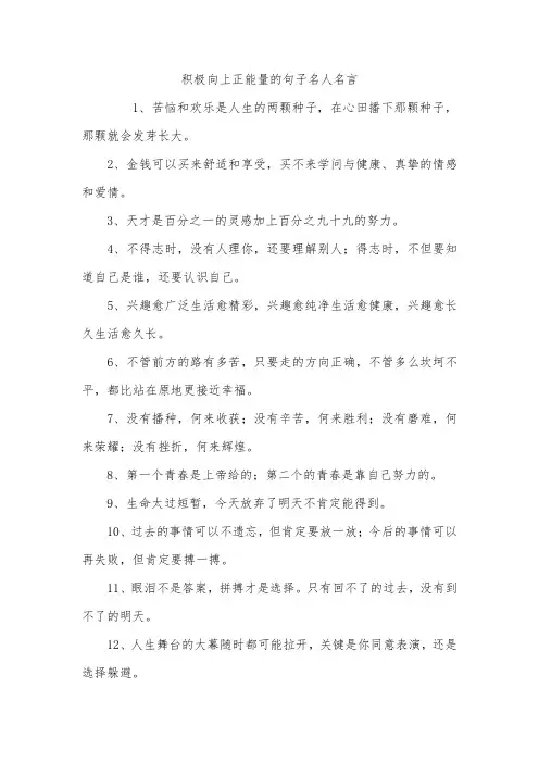 积极向上正能量的句子名人名言