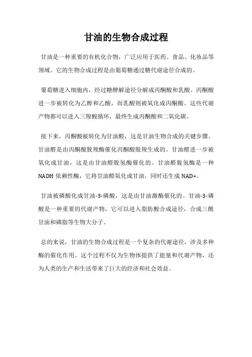 甘油的生物合成过程