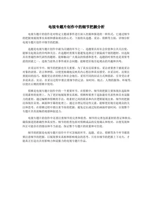 电视专题片创作中的细节把握分析