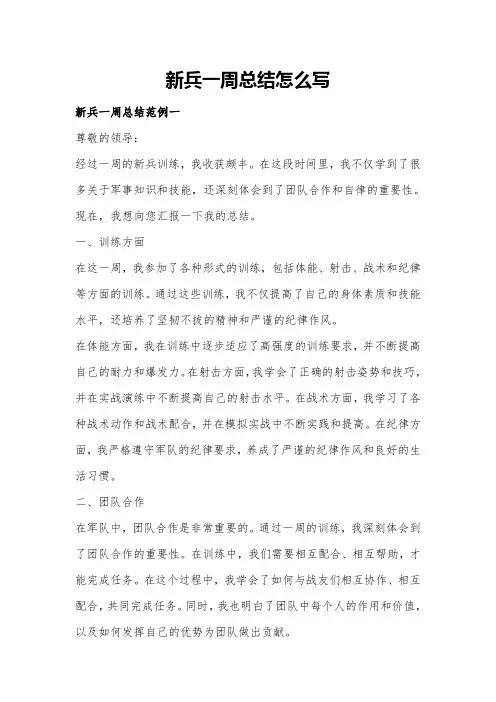 新兵一周总结怎么写
