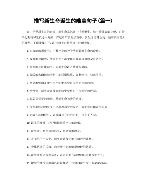 描写新生命诞生的唯美句子(精选合集2篇)