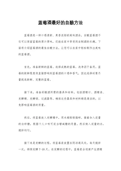 蓝莓酒最好的自酿方法