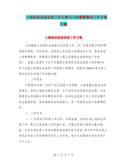 土地执法动态巡查工作方案与土地督察整改工作方案汇编