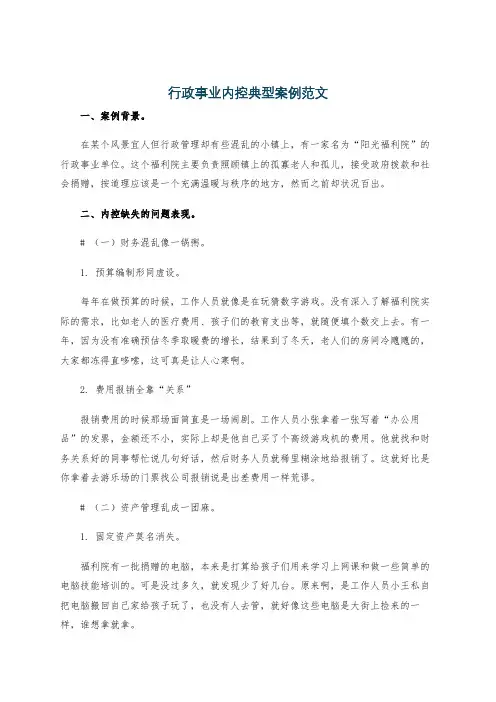 行政事业内控典型案例范文