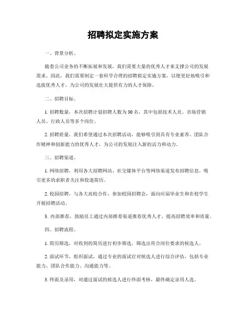 招聘拟定实施方案