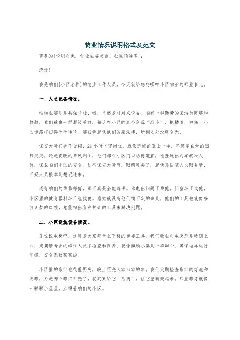 物业情况说明格式及范文