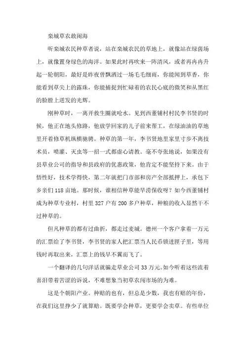 语文精选文言文阅读《栾城草农敢闹海》附答案精选