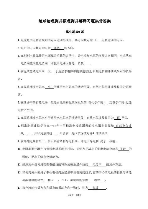 地球物理测井原理测井解释习题集带答案12
