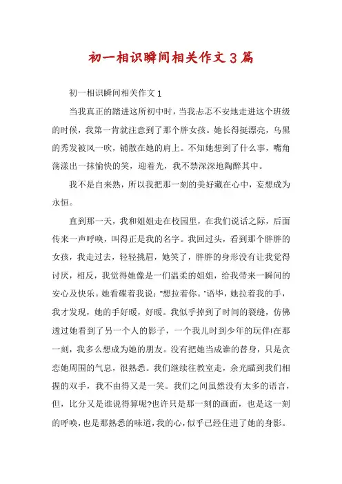 初一相识瞬间相关作文3篇