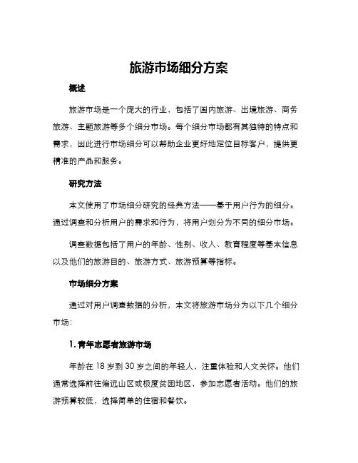 旅游市场细分方案