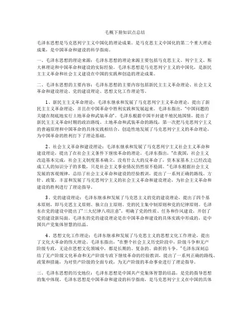 毛概下册知识点总结