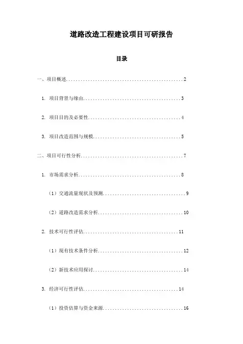道路改造工程建设项目可研报告