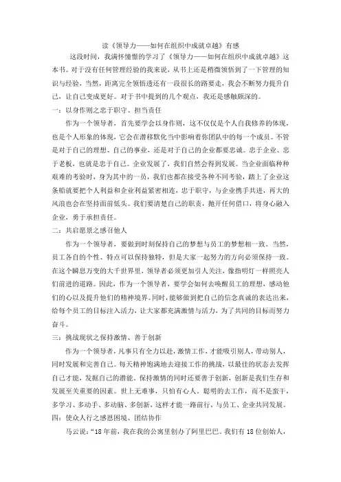 领导力--如何在组织中成就卓越