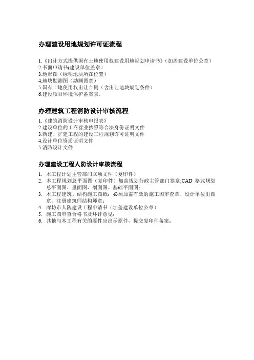 办理建设用地规划许可证流程