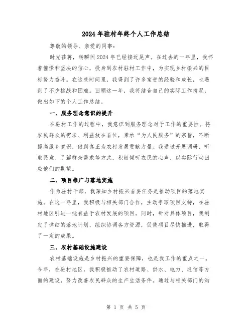 2024年驻村年终个人工作总结（2篇）