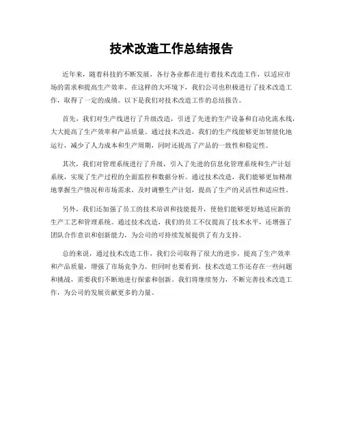 技术改造工作总结报告