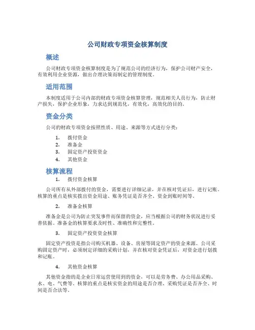 公司财政专项资金核算制度
