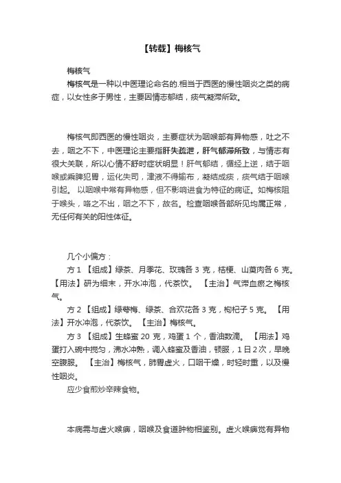 【转载】梅核气