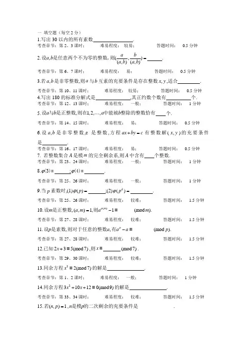 初等数论复习题题库