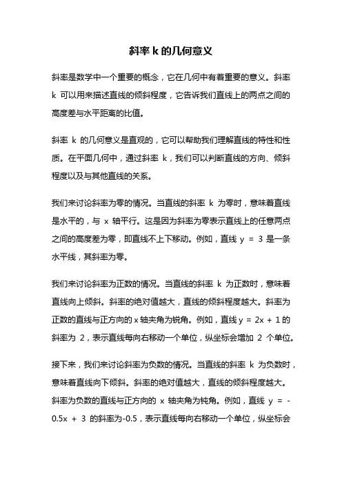 斜率k的几何意义